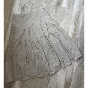Talbots Petites Beige Tiered Cotton Midi A-Line Skirt Lined Size 2